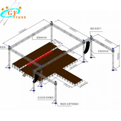520 * 760mm Płaski aluminiowy system kratownic dachowych na wesele